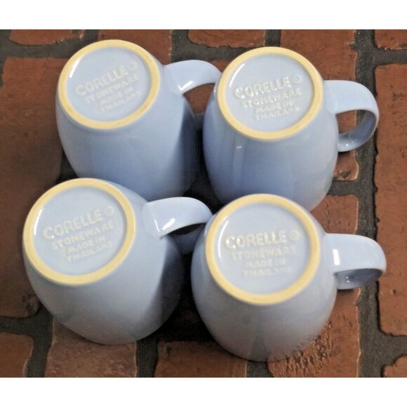 Corning Corelle Mugs 4 Coordinates Light Blue Stoneware 12 oz Coffee Cups EUC - Picture 6 of 9